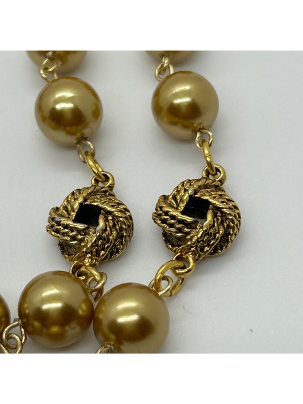 Vintage Joan Rivers Gold Tone Faux Pearl Beads Filigree Bead Necklace 62" Long - Picture 12 of 12